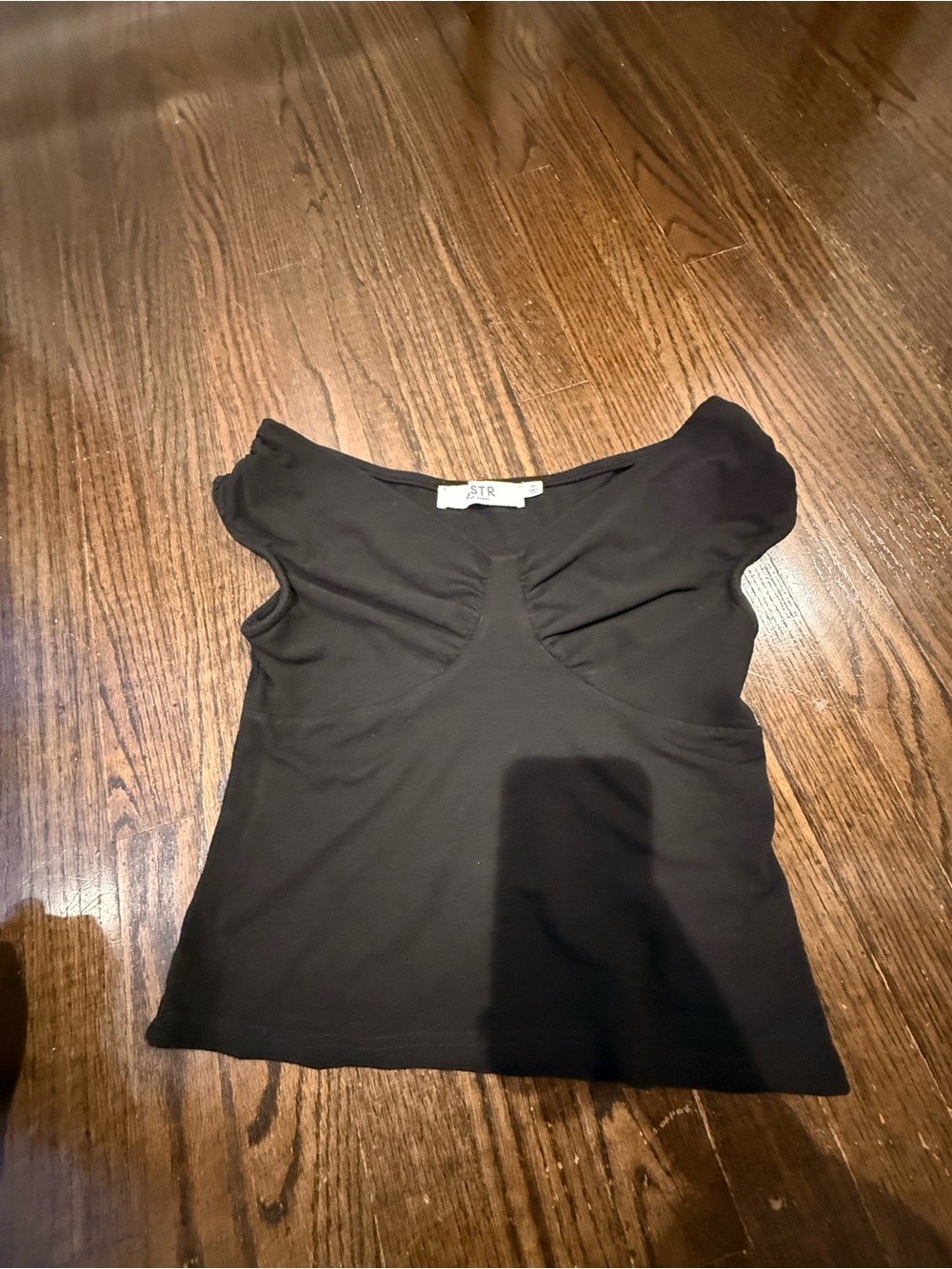 Astr Black Short Sleeve Scoop-Neck Top